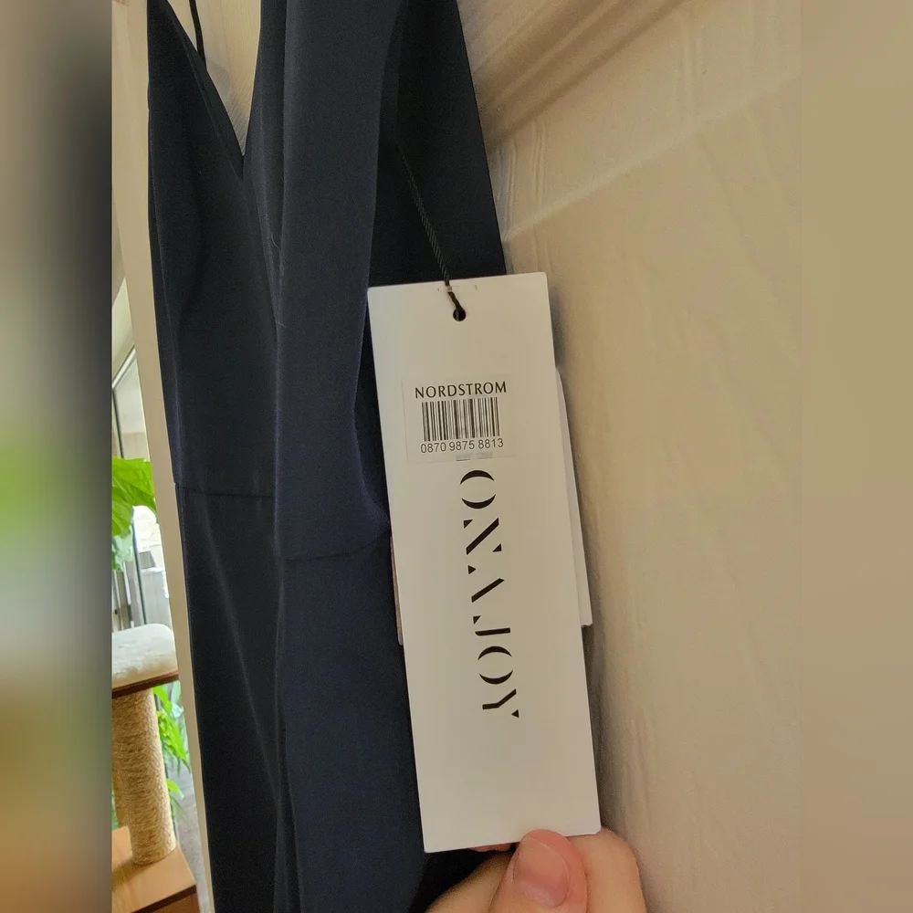 NWT Shona Joy Draped Cocktail Dress In Navy - Picture 8 of 10